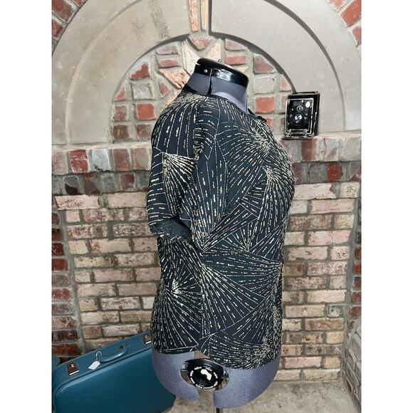 1980s top Silver gold  black Metallic geometric - Picture 8 of 10